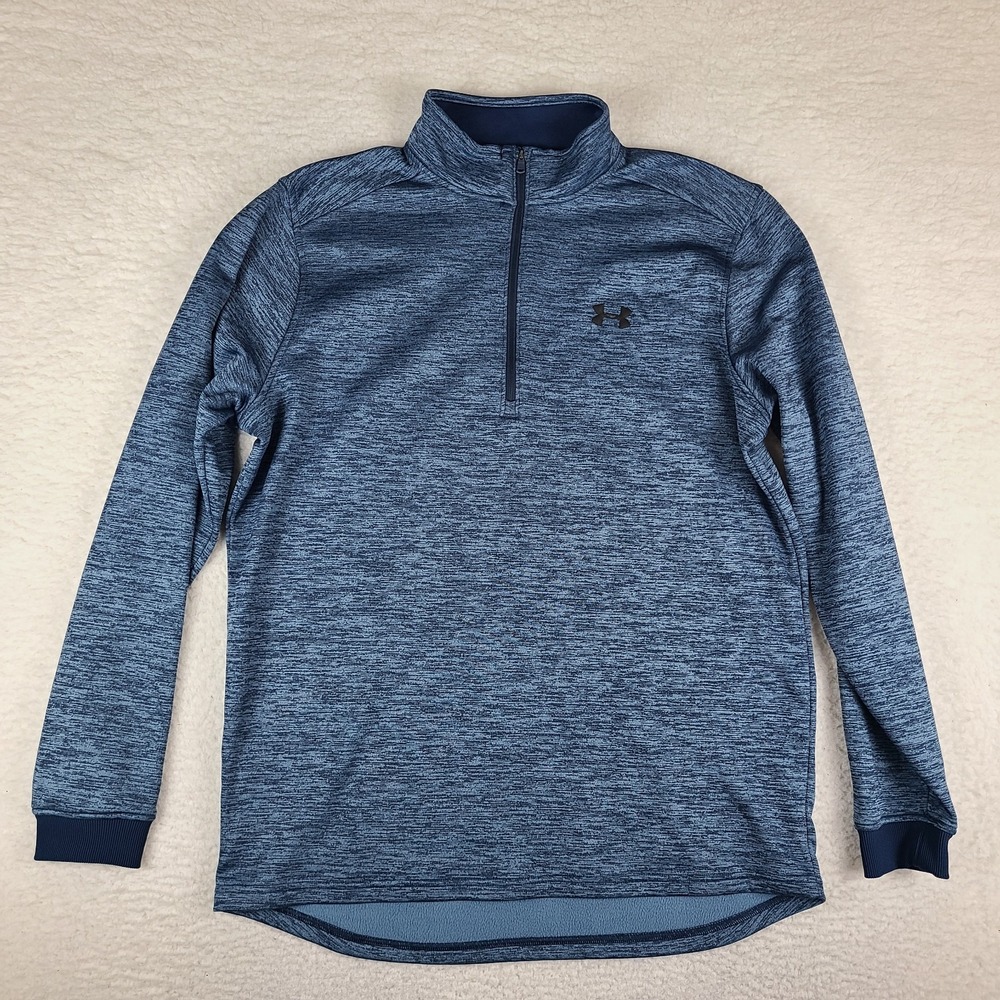 Under Armour Sweater Mens XL Blue Heathered Loose Coldgear Golf 1320745
